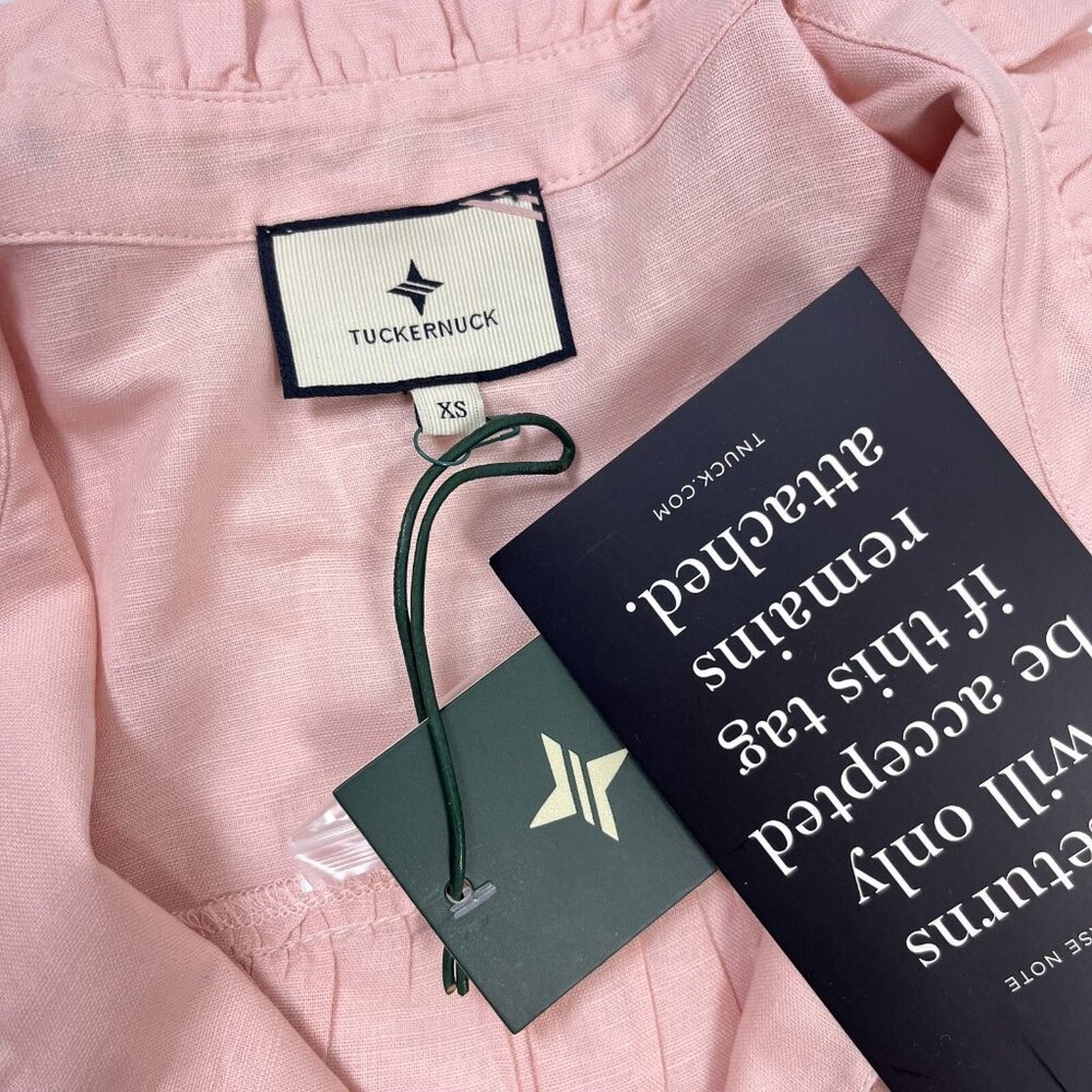 NWT Tuckernuck Bermuda Pink Palmerston Dress sz XS Long Sleeve Linen Blend Mini - Picture 9 of 12